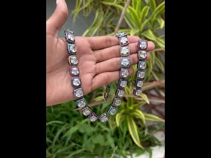 ad black polish necklace earrings Set adbpnes230847
