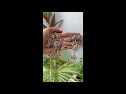 Tribal long necklace earrings set trlnes230487