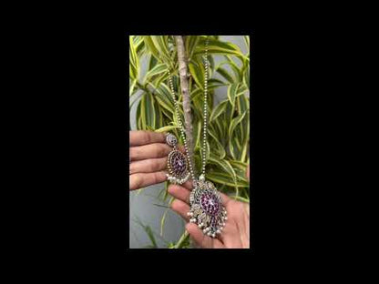 Tribal jadau long necklace earrings set trlnes230575