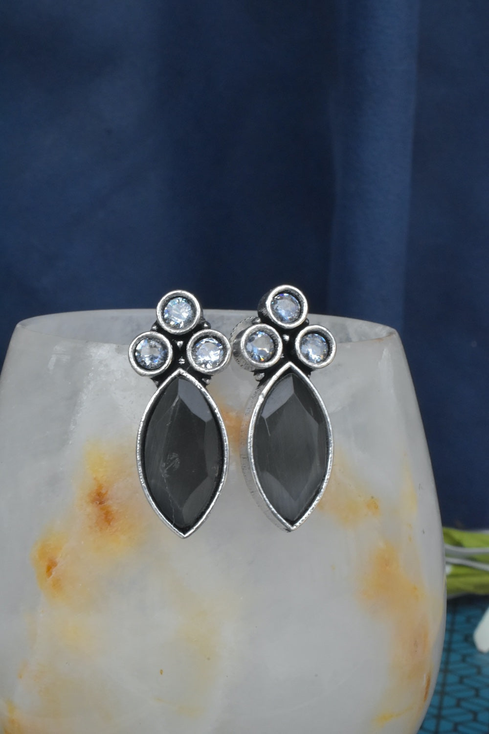 grey oxidised studs