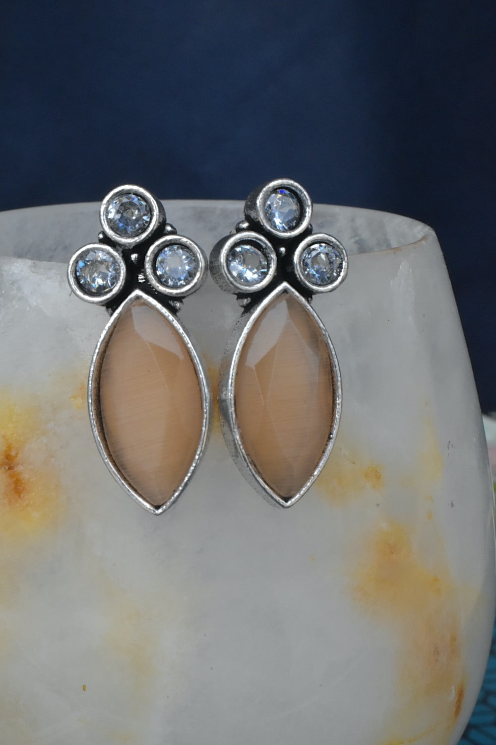 peach oxidised studs