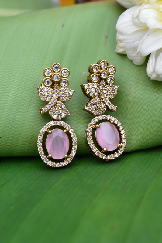 pink cz earrings