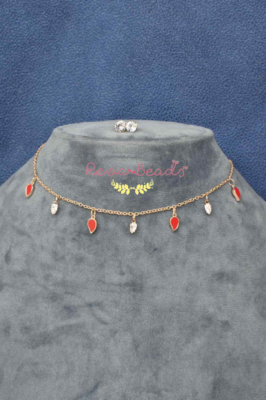 minimalist gold polish choker Necklace Earrings Set 221038