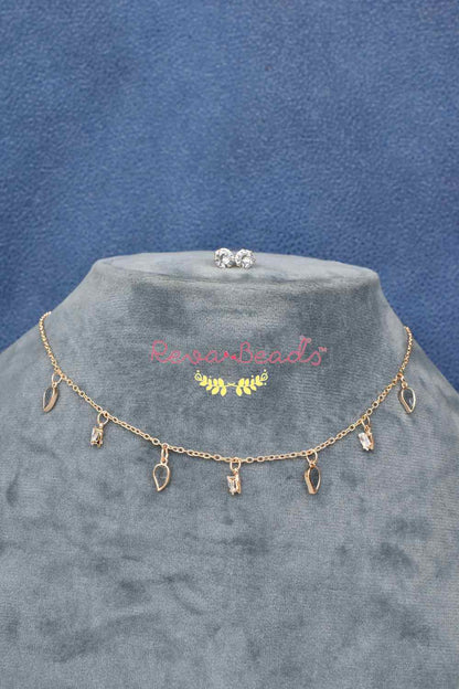 minimalist gold polish choker Necklace Earrings Set 221038
