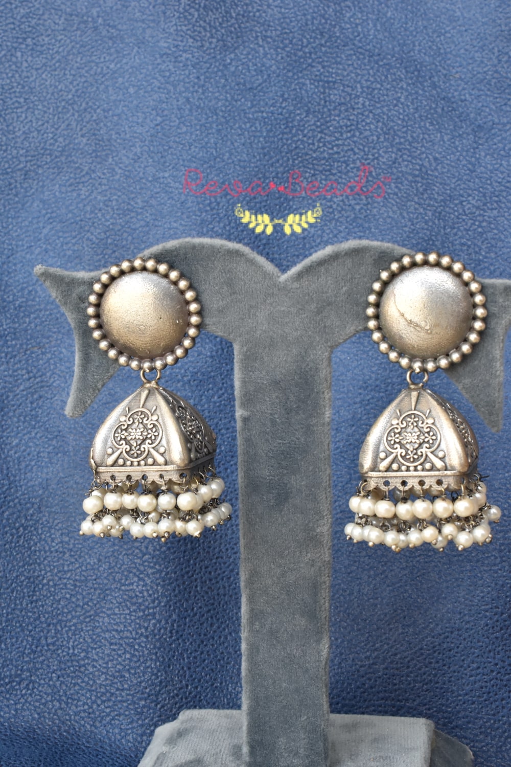 Oxidised jhumka earrings