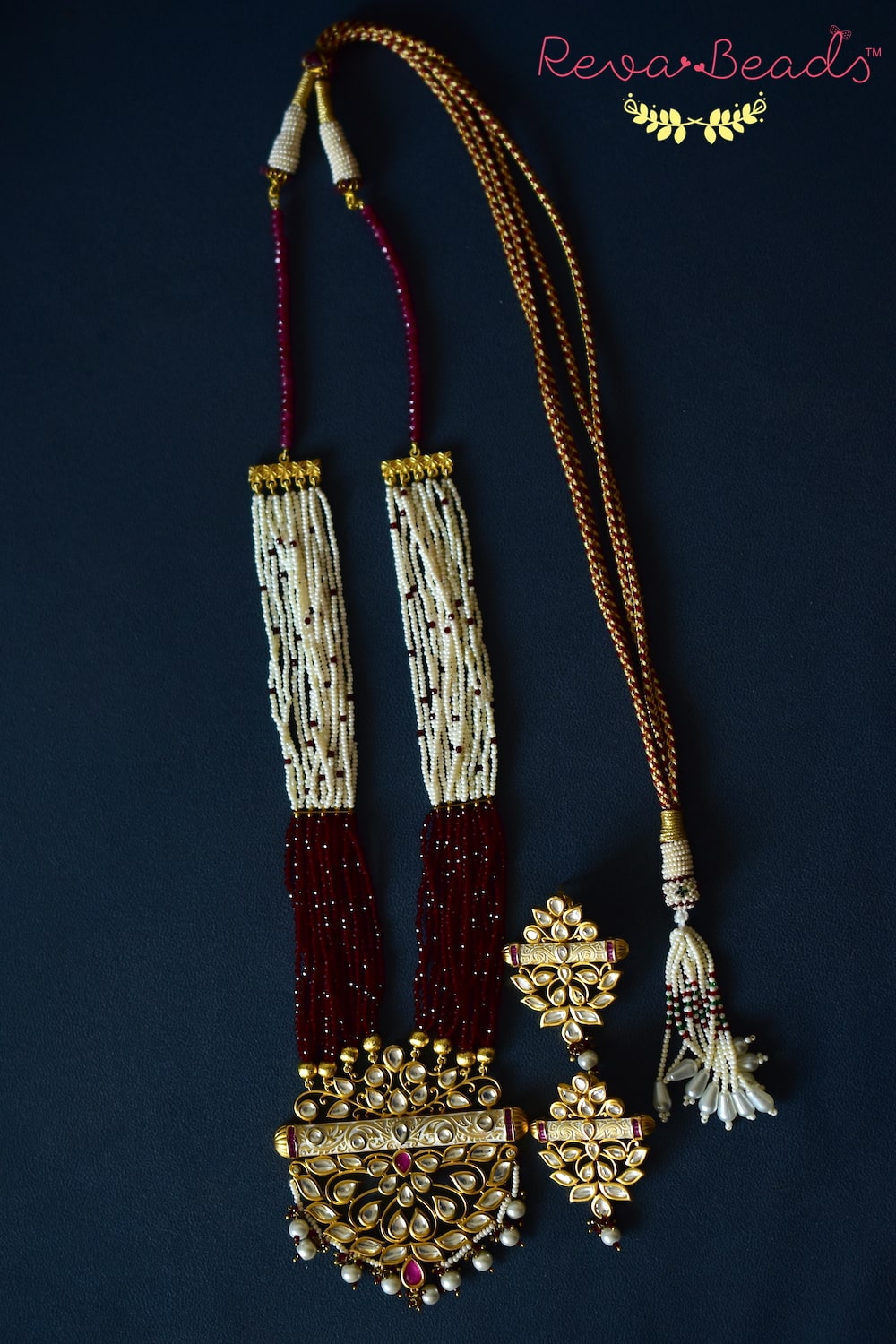 red white necklace