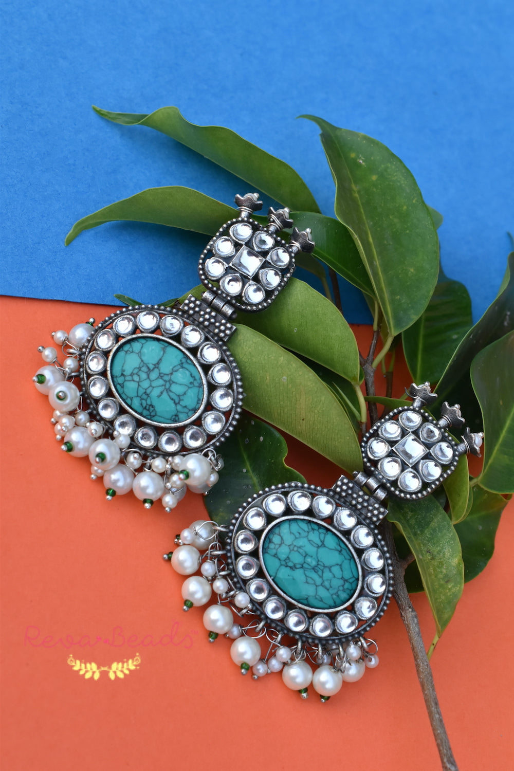 turquoise oxidised earrings
