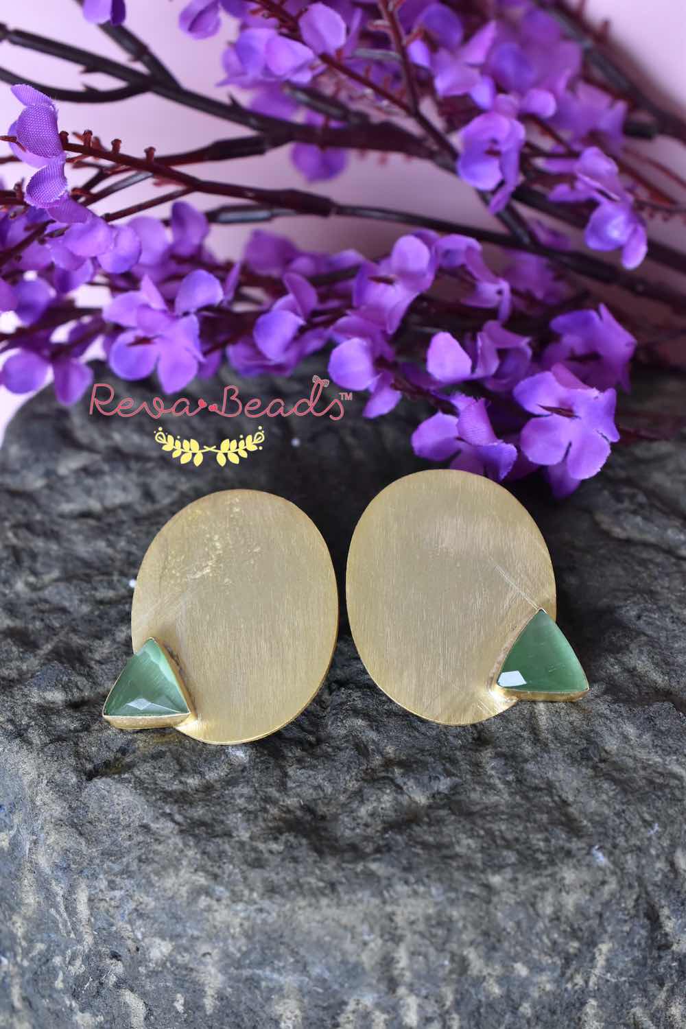 mint green gold earrings