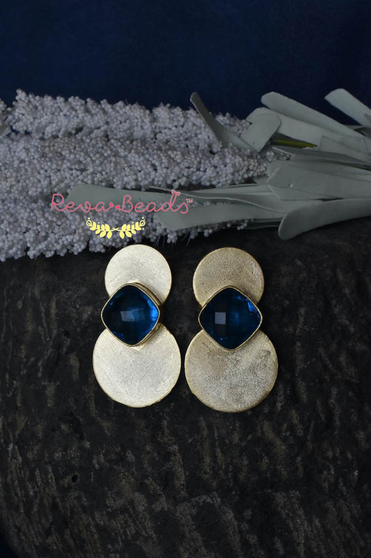 minimalist brass and stone stud earrings 221399