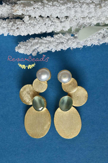 mint pearl gold stud earrings