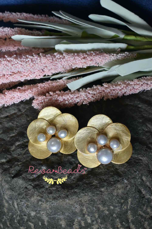 brass pearl earrings
