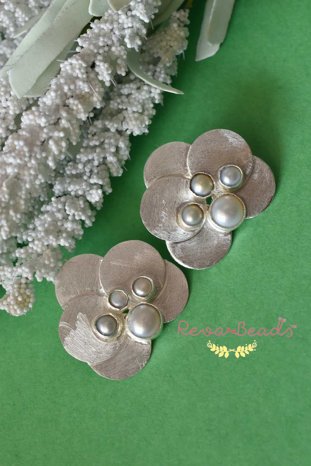 pearl silver earrings
