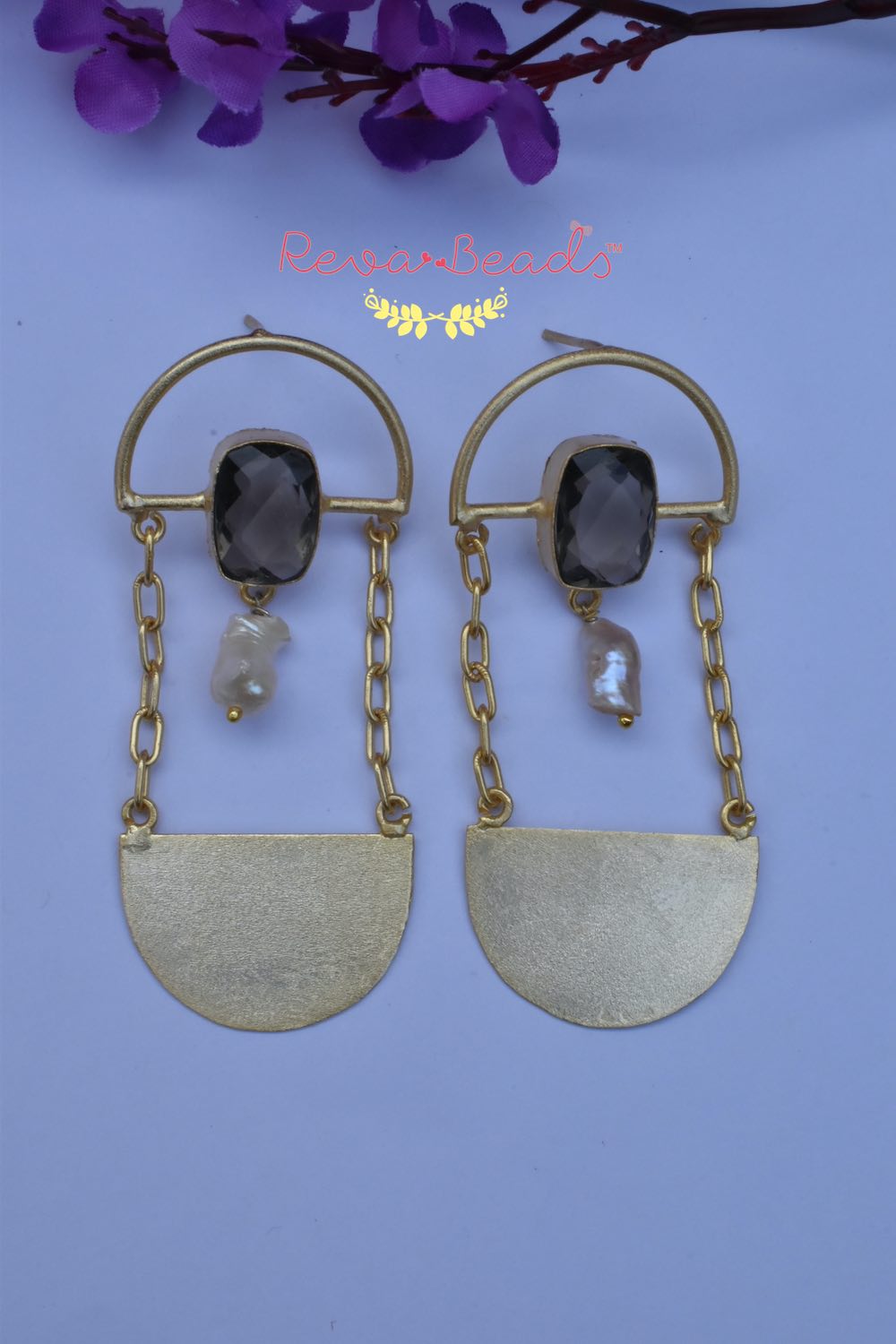 Smokey Gold Brass Earrings