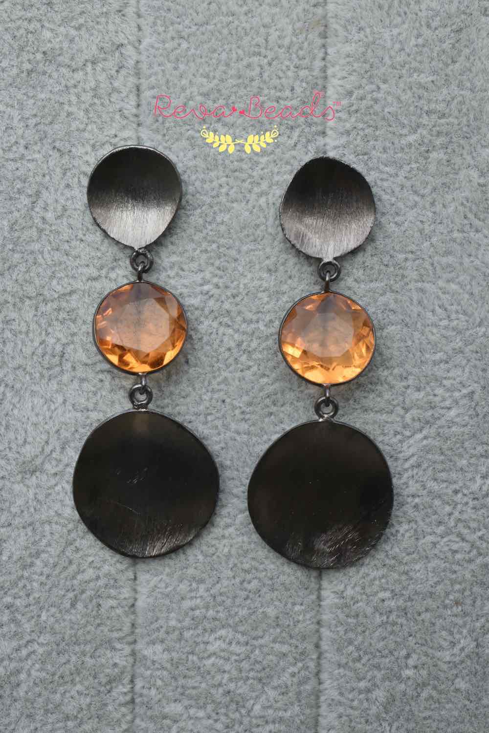 Orange Black polish Earrings
