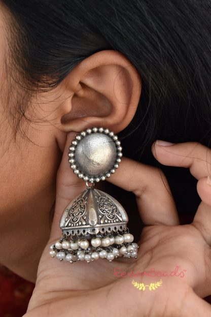 silver jhumka earrings