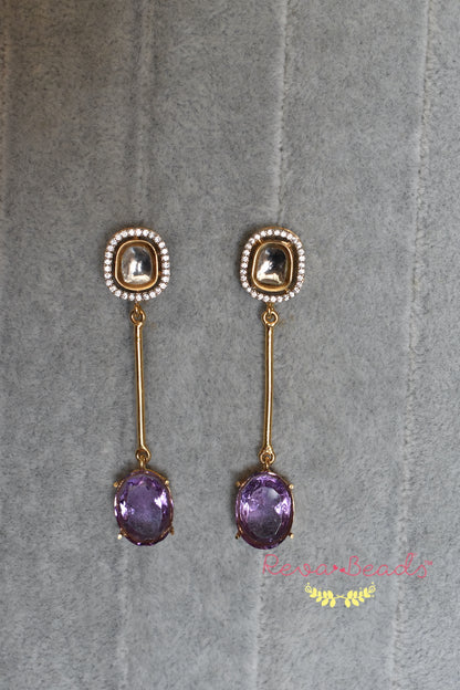 purple polki earrings