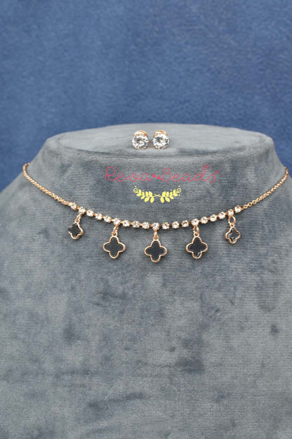 minimalist gold polish choker necklace earrings set 221035