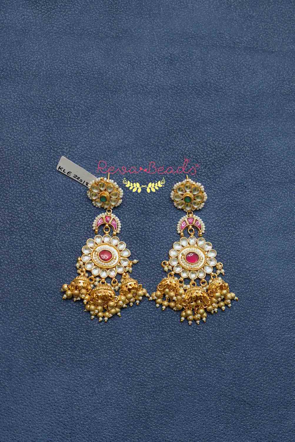 kundan gold polish long earrings kle220184-187