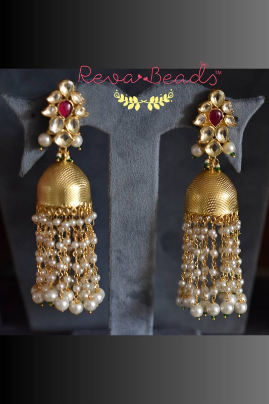 kundan gold polish jhumka earrings kje220114