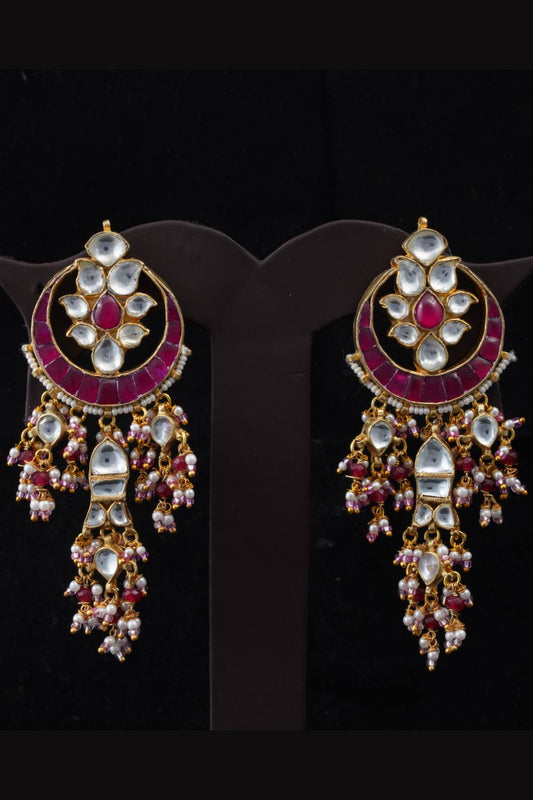 ruby kundan earrings