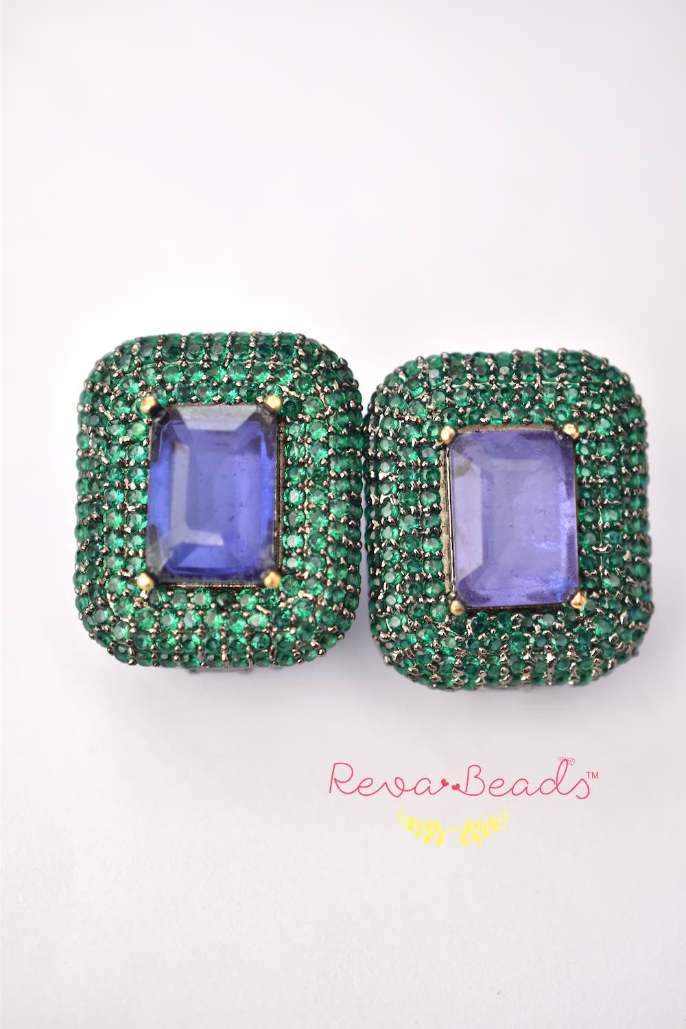 green blue stud earrings