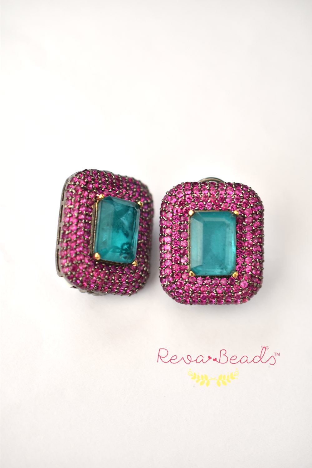 ruby emerald stud earrings cz doublet