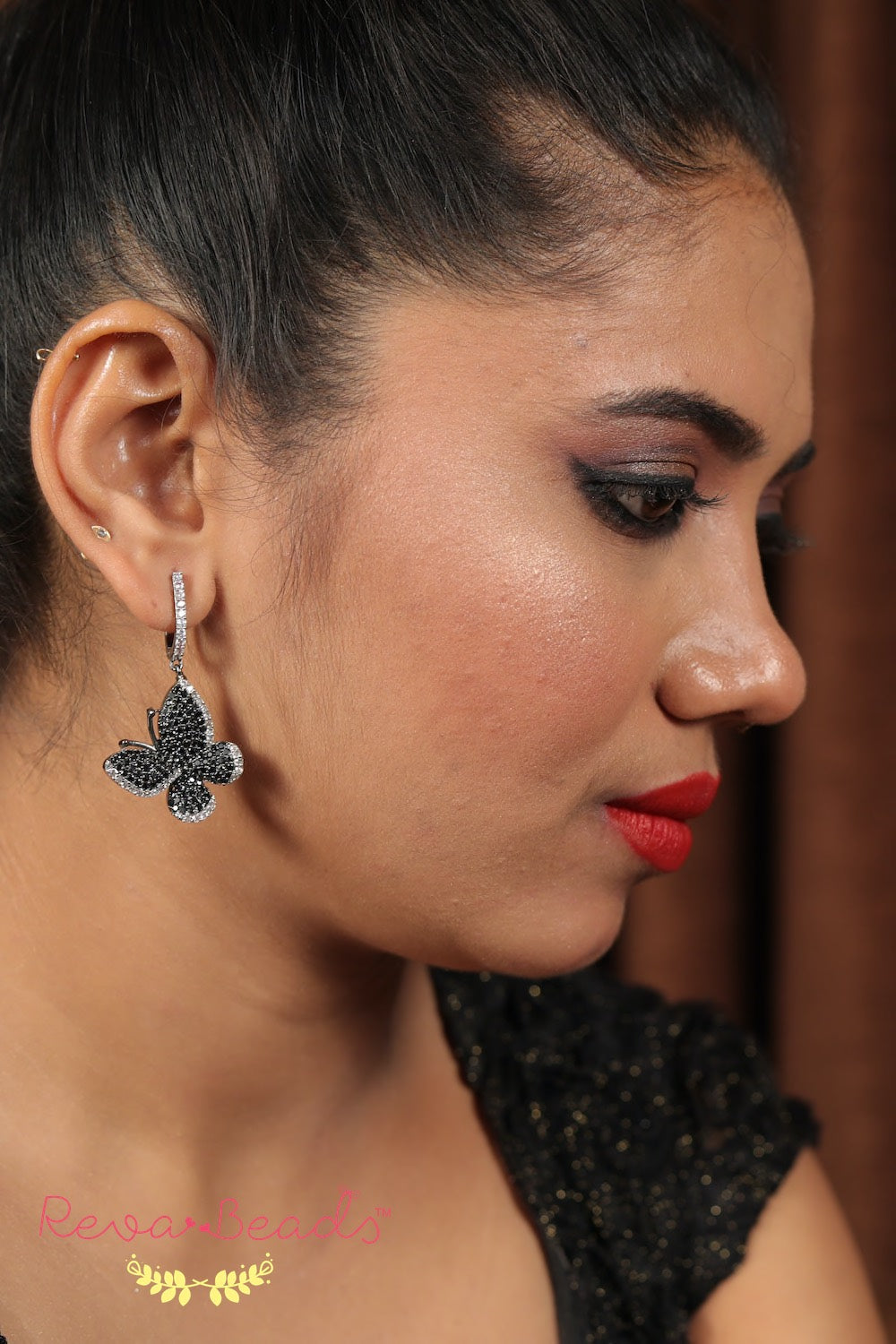 Black butterfly earrings