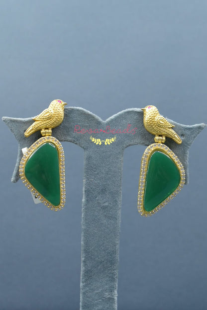 green indian earrings