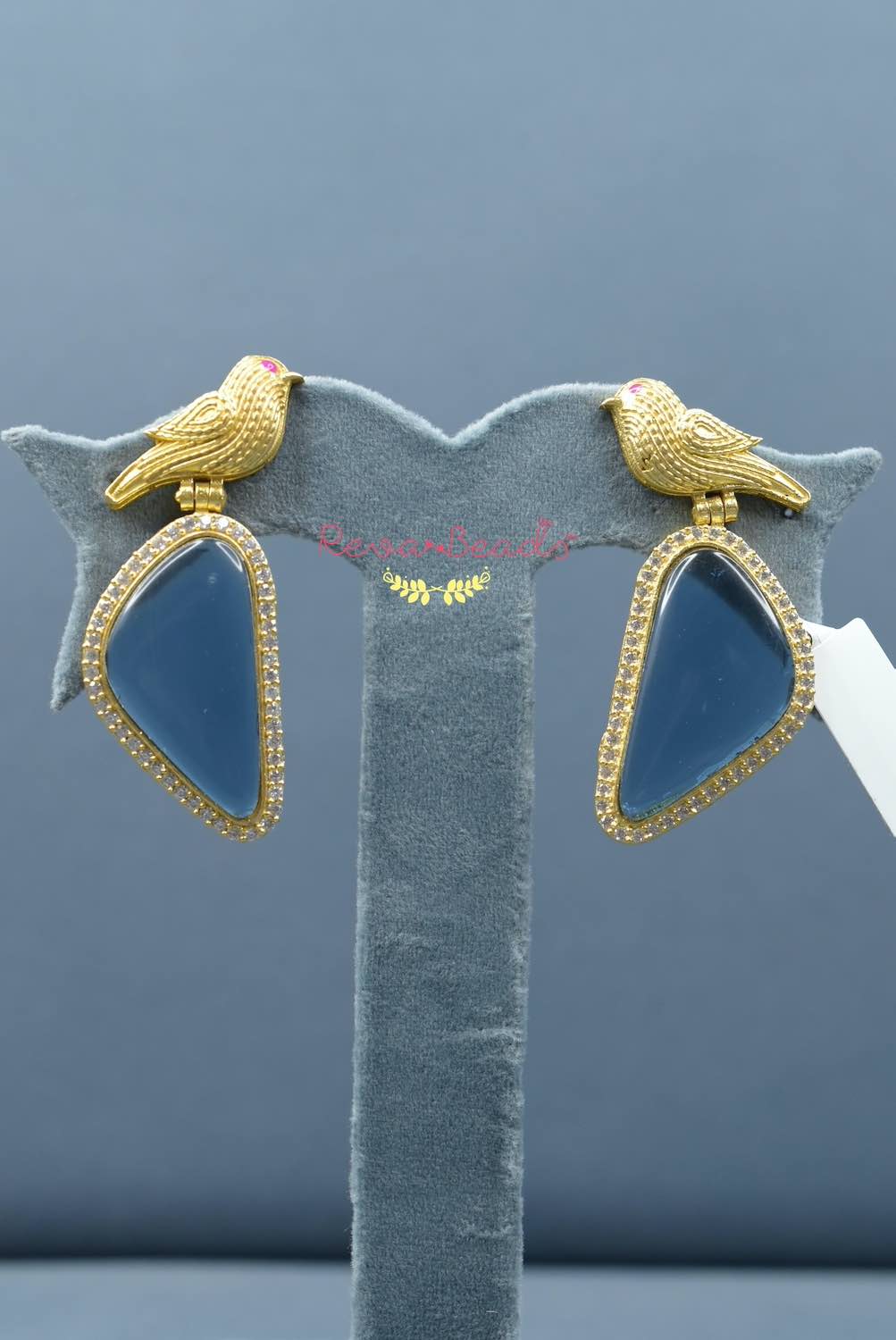 CZ studded bird stone drop earrings adgpdre220621-30