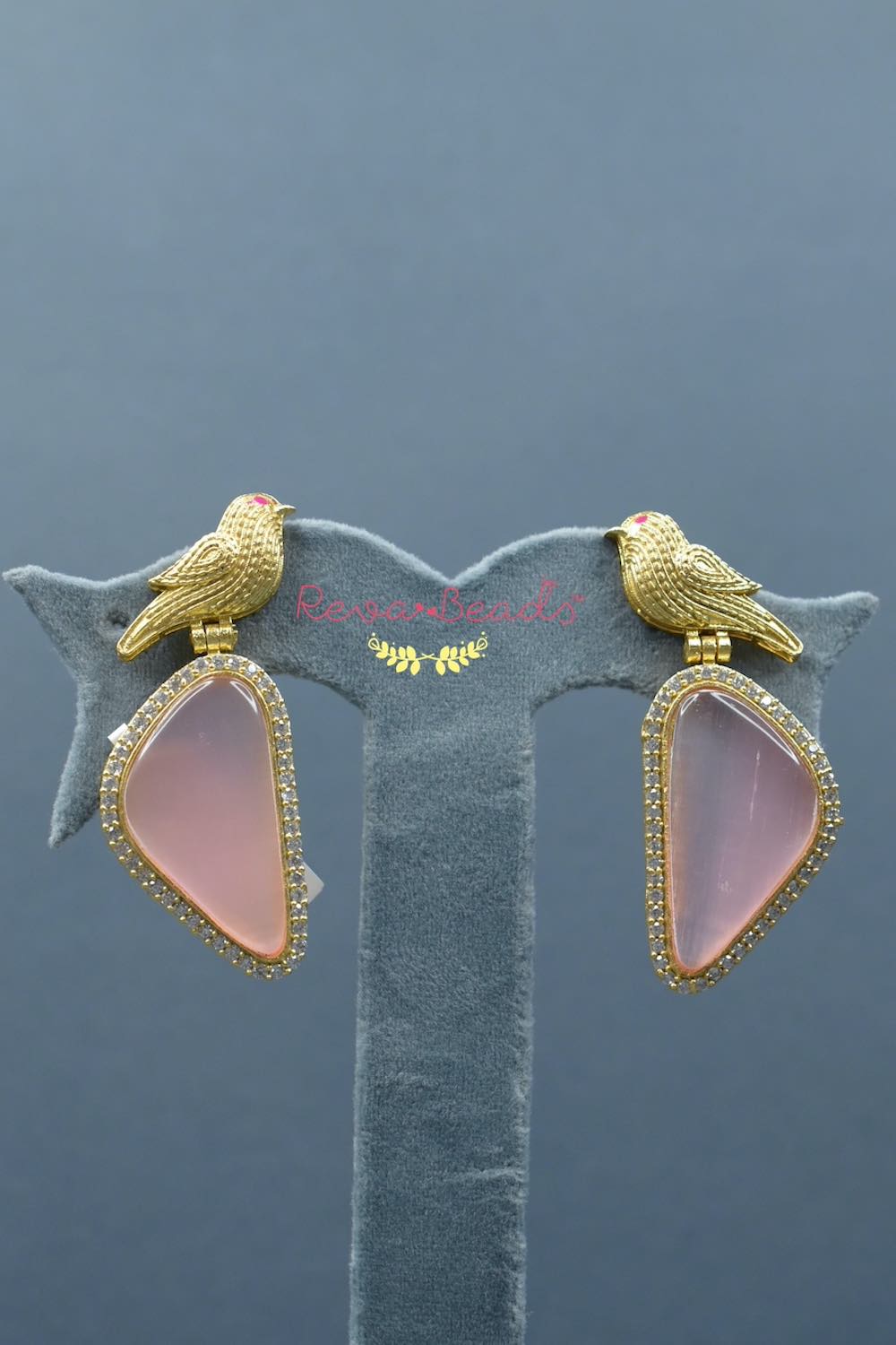 CZ studded bird stone drop earrings adgpdre220621-30