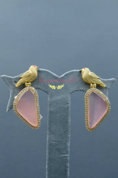 CZ studded bird stone drop earrings adgpdre220621-30