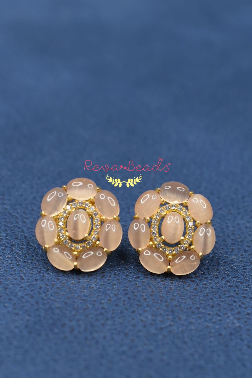 peach cz earrings