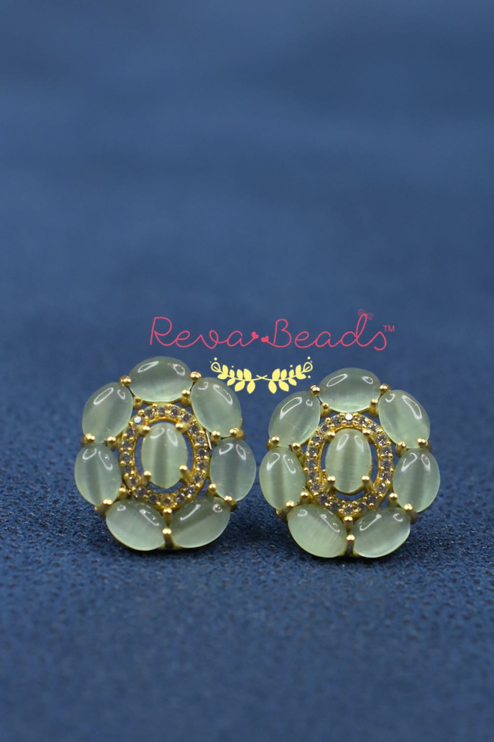 light green stud earrings