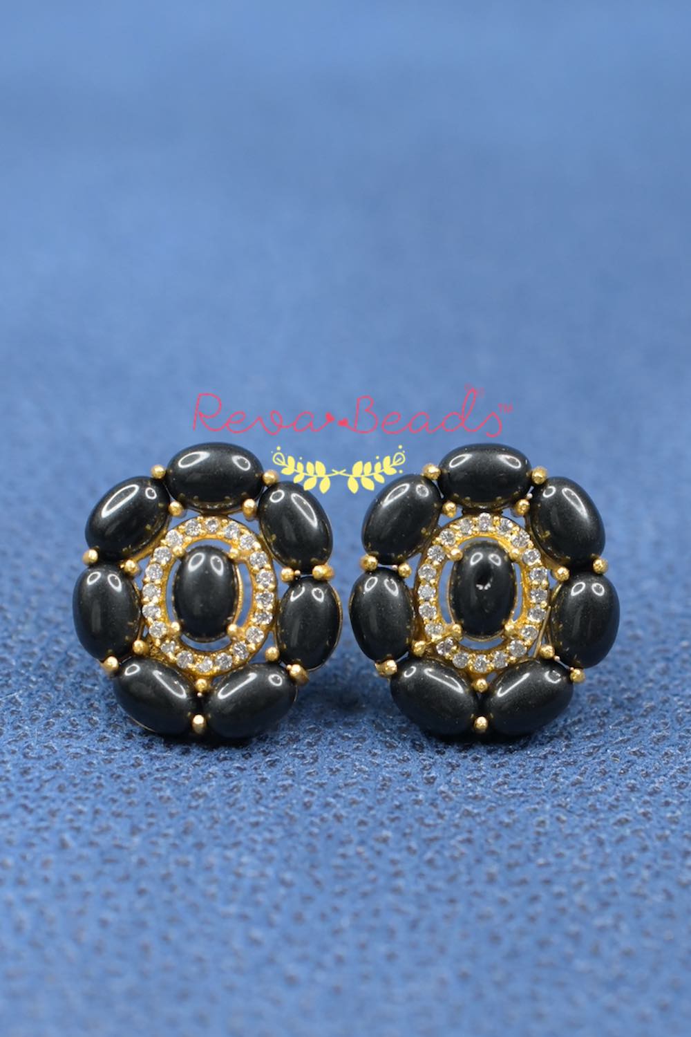 black ad earrings