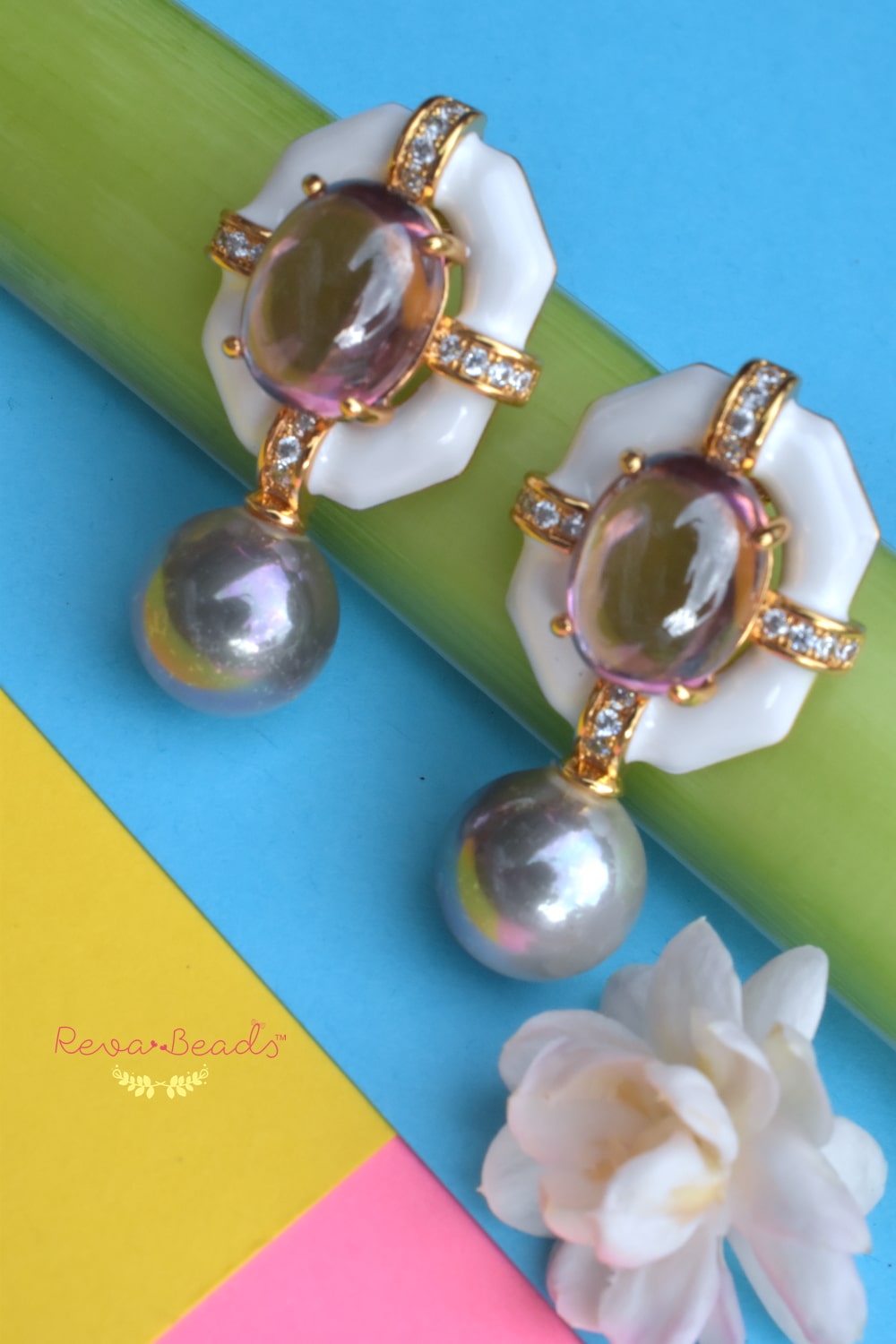 white earrings