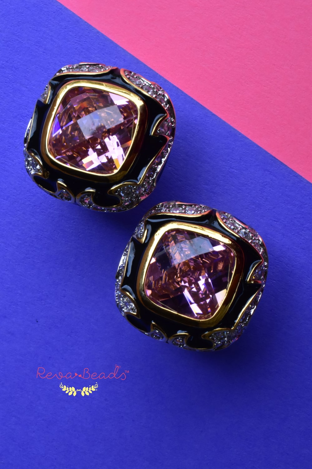 black pink studs