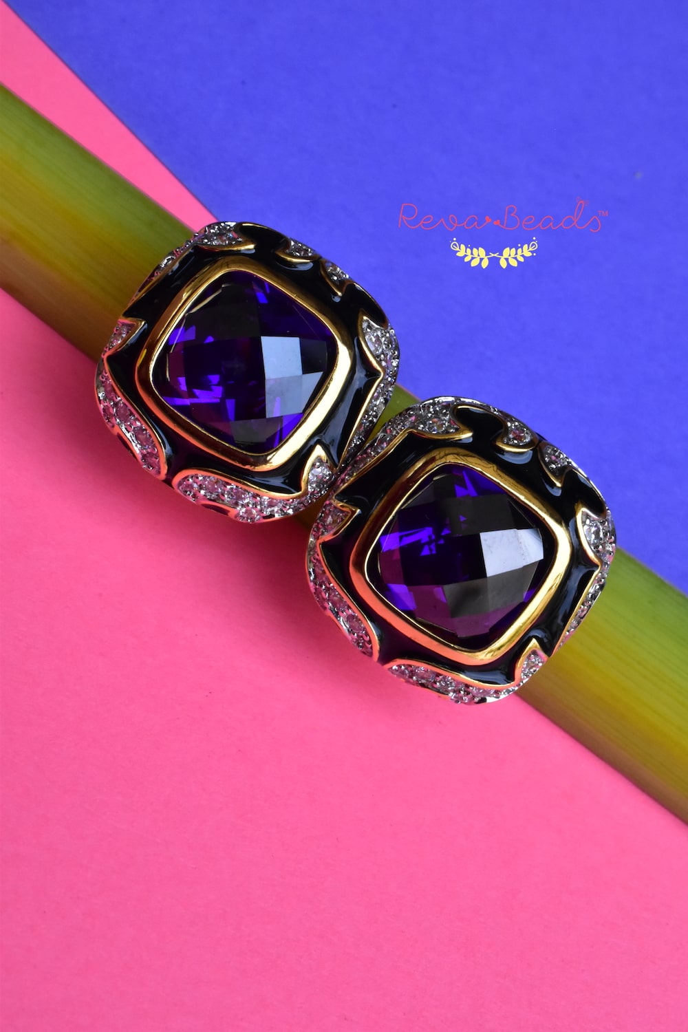 black enamel studs