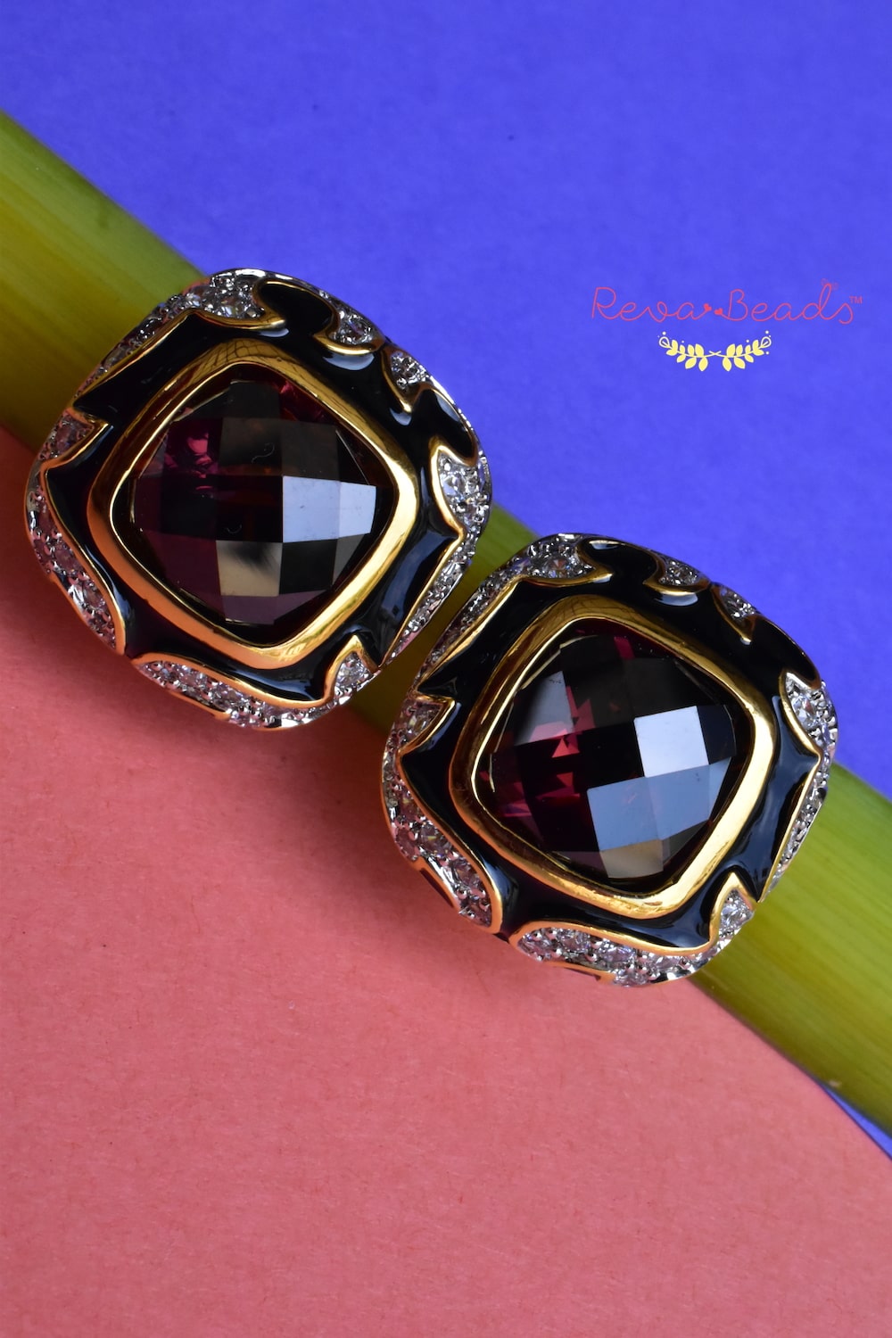 black enamel studs