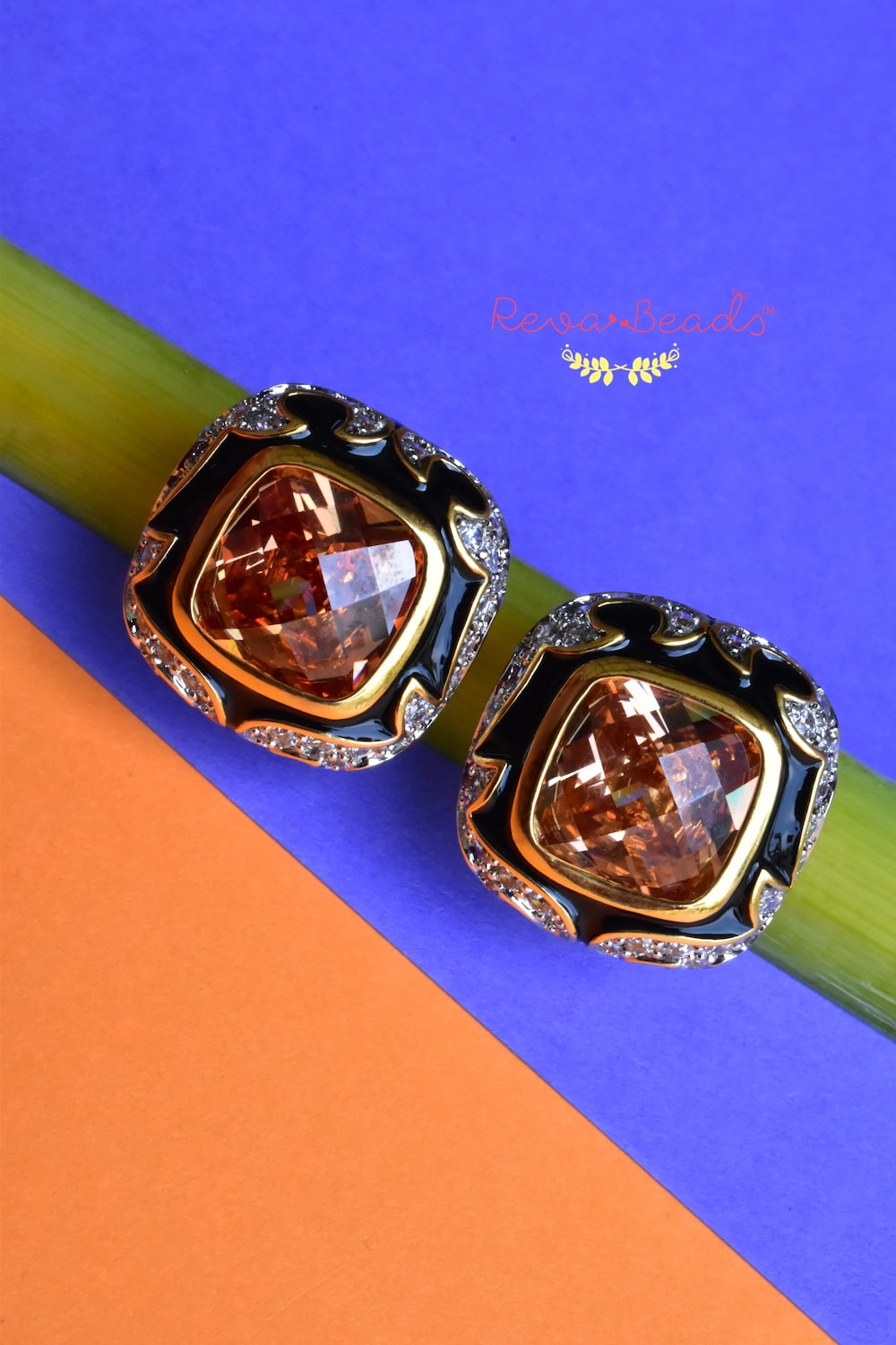 black enamel studs