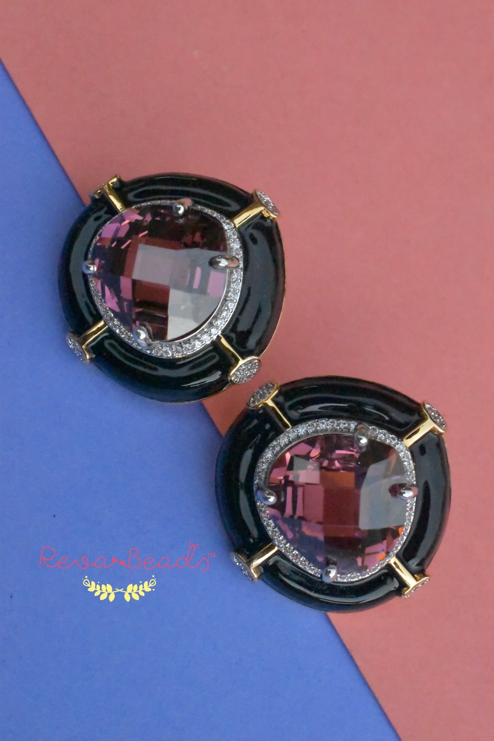 enamel cz stud