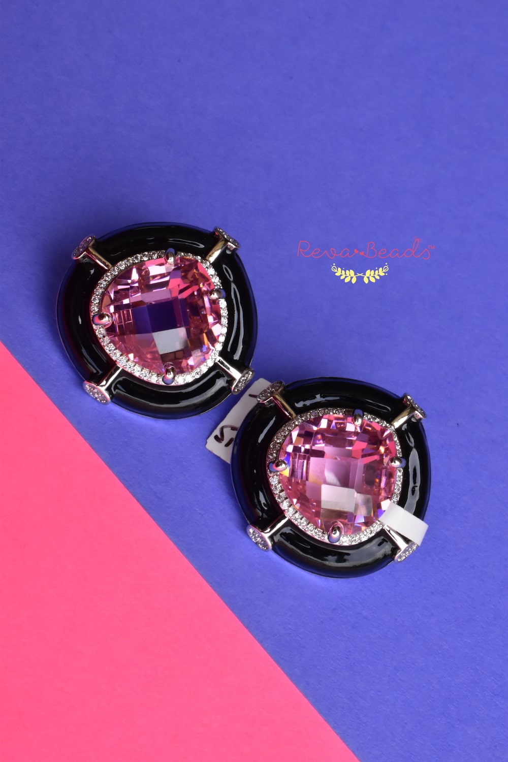 pink black earrings