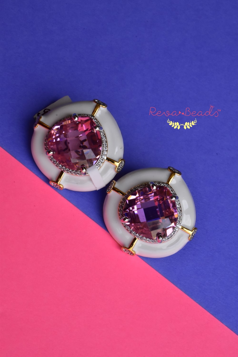 pink enamel studs