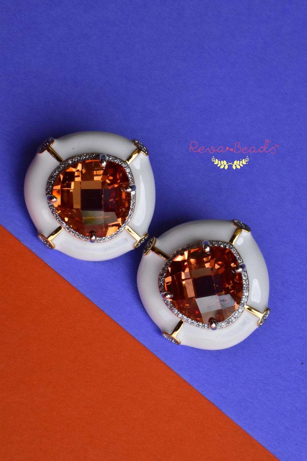 orange stone enamel studs