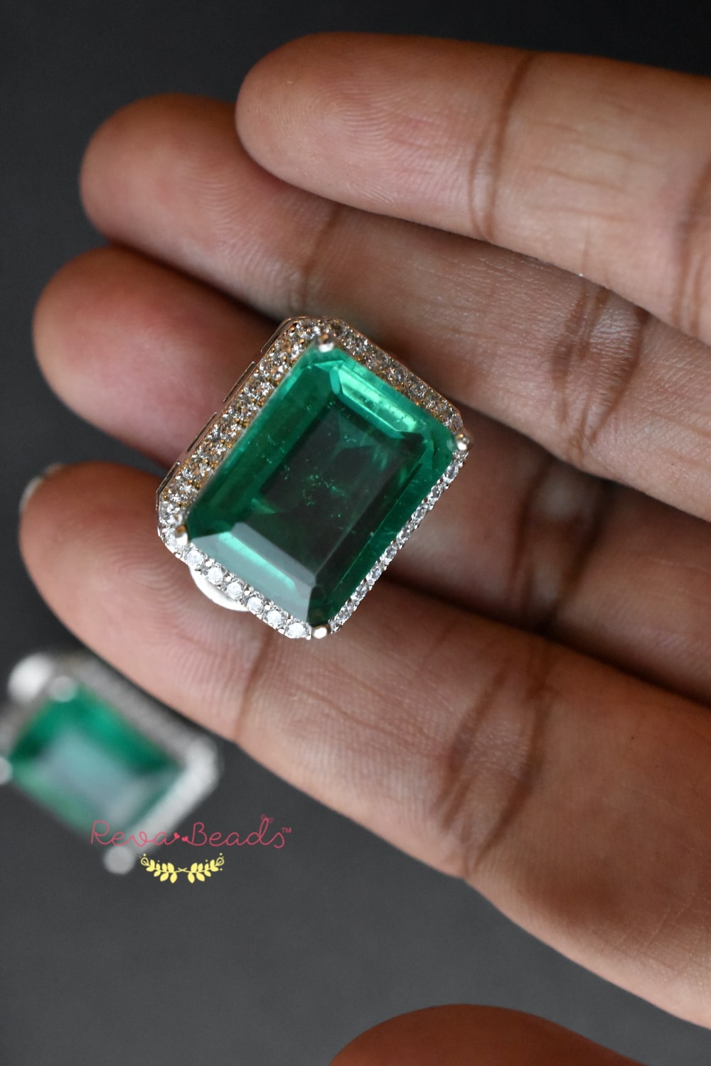 cz doublet green stone studs