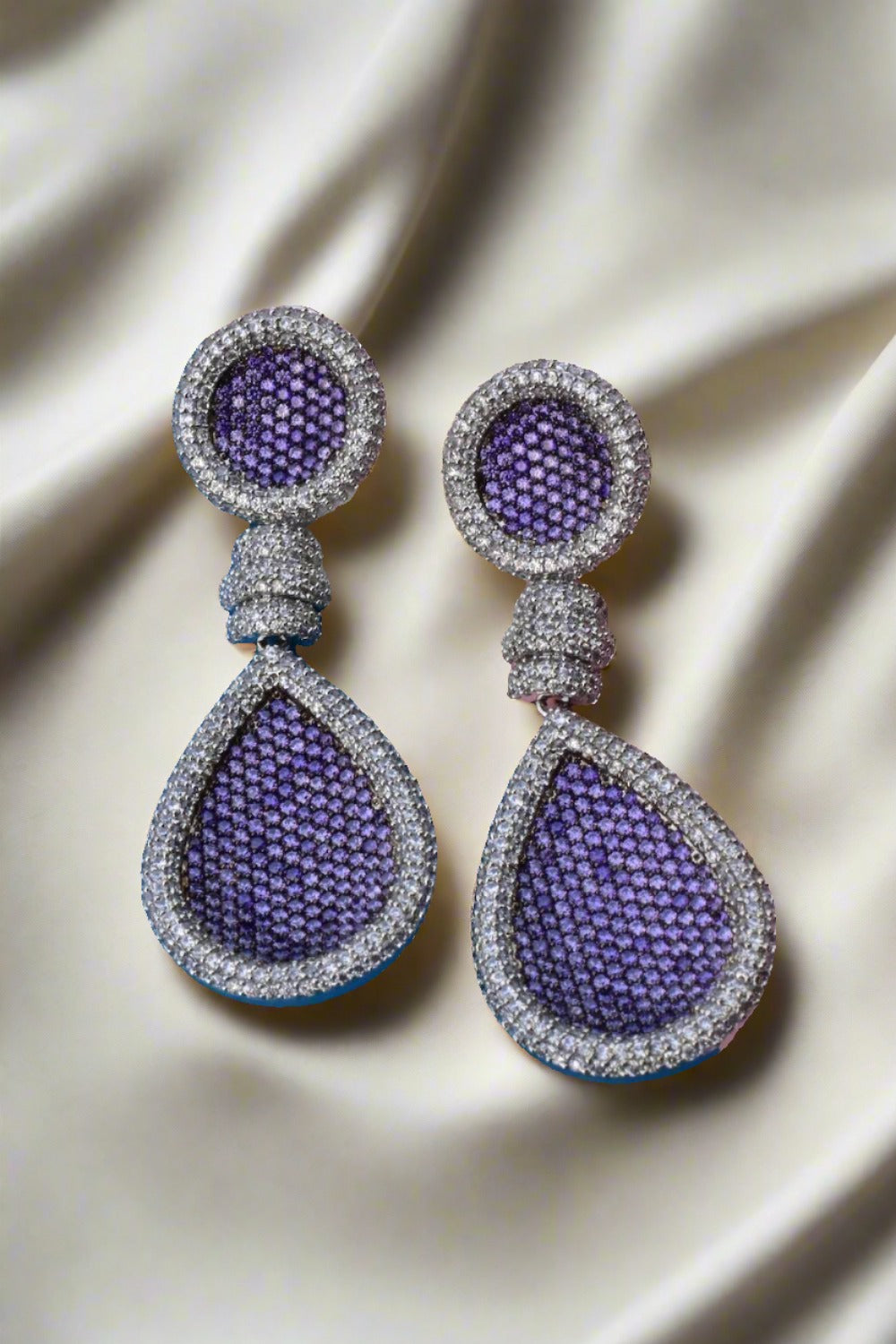 lavender cz drop earrings