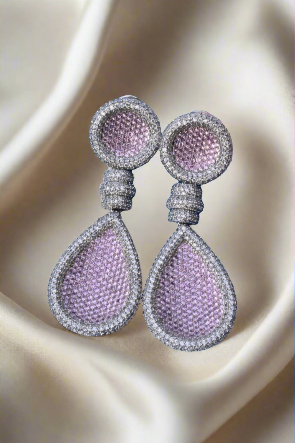 pink pave setting earrings