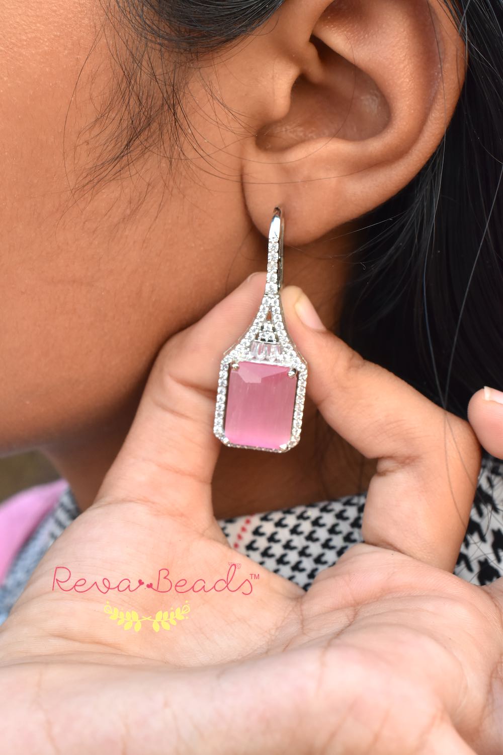 pink ad earrings