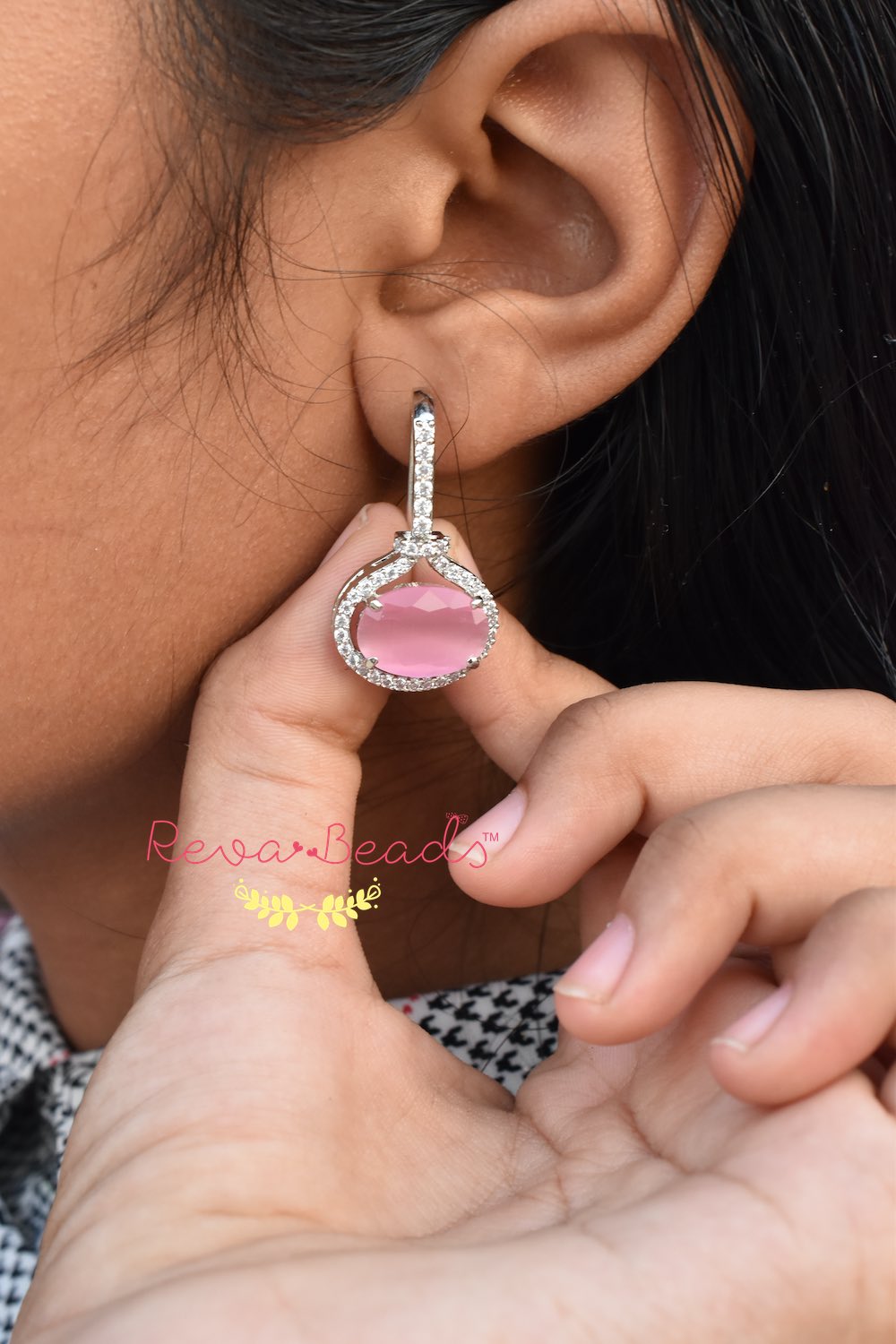 pink cz stud