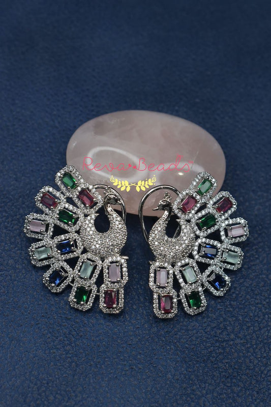 navratna peacock earrings