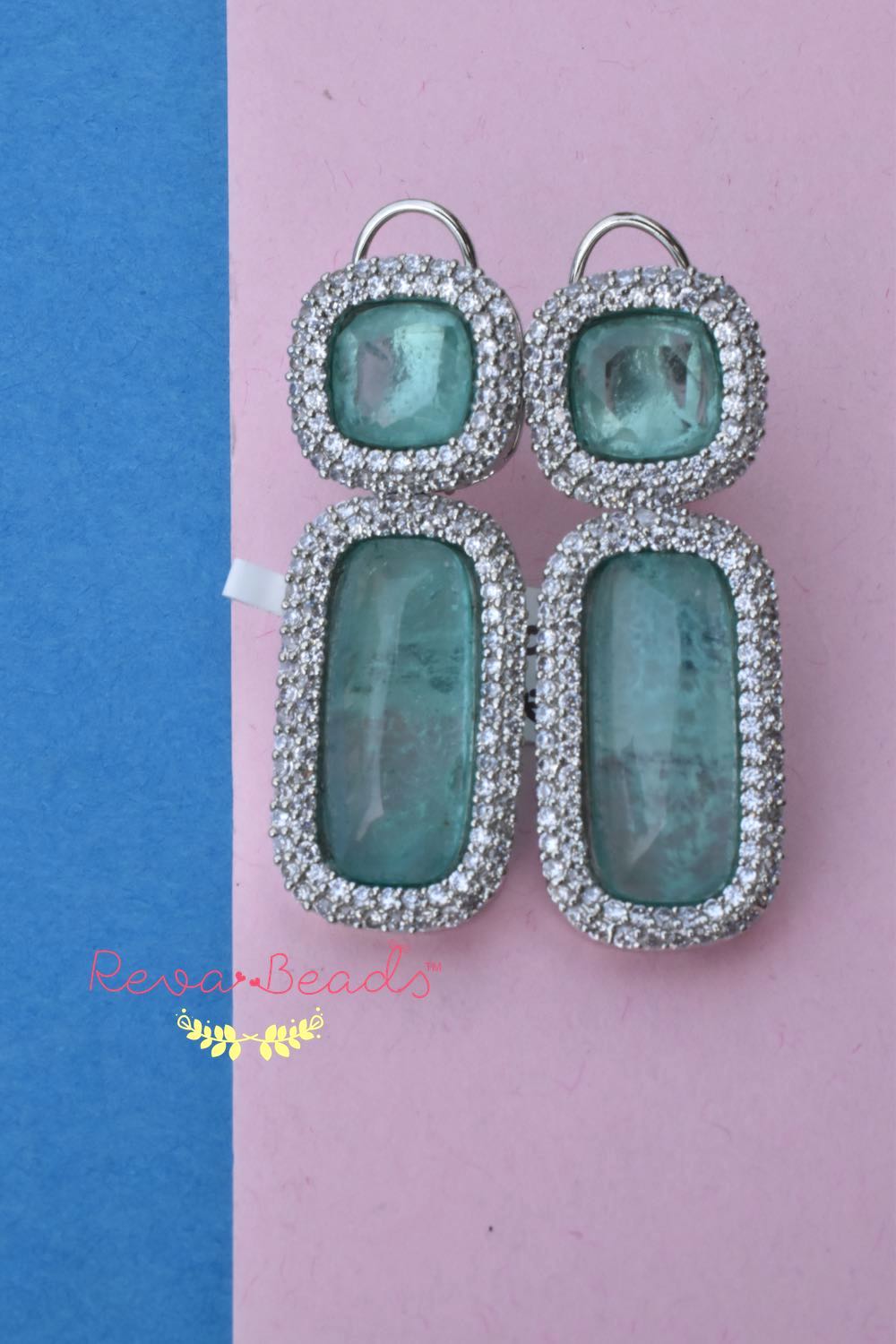 mint doublet long earrings